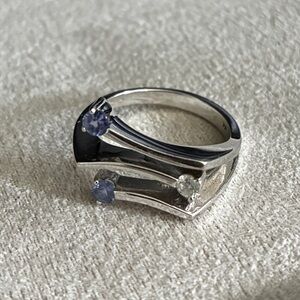 Silver Ring with Lavender Gemstones